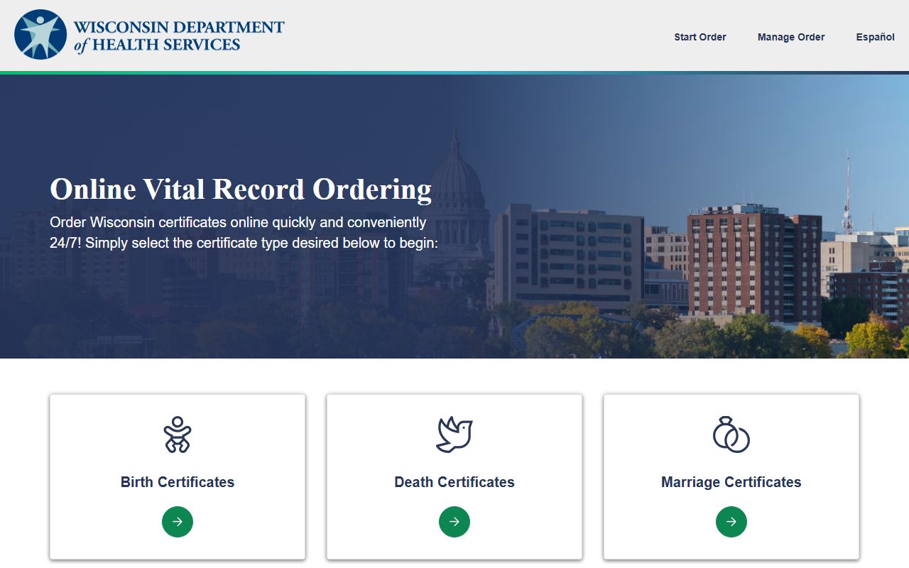 Eau Claire Birth Records on the Wisconsin VitalChek portal