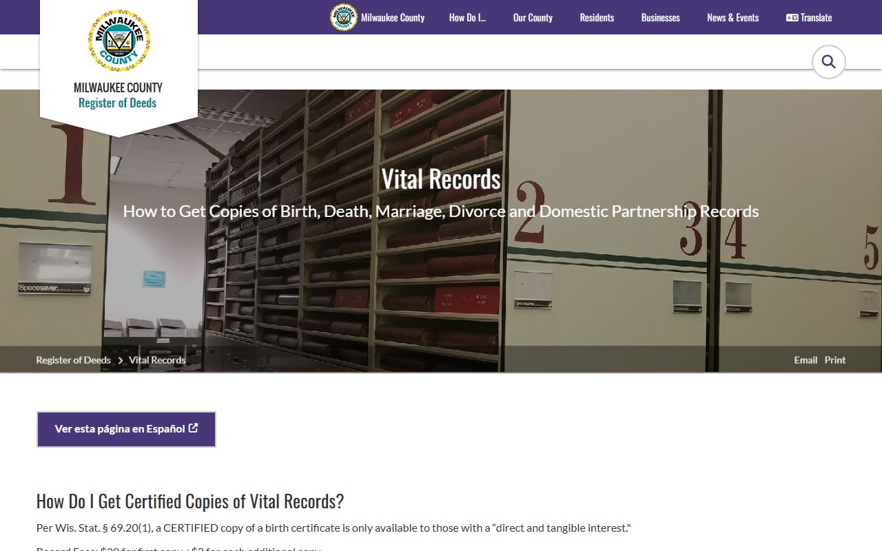 Milwaukee Birth Records at Milwaukee County Register of Deeds