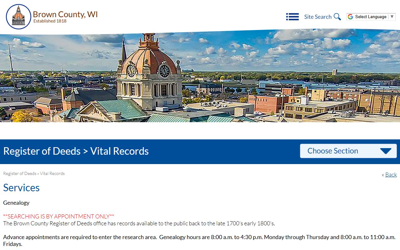 Brown County Birth Records genealogy research area