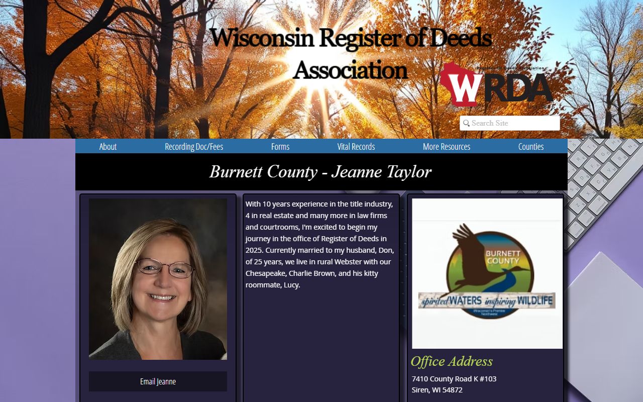 Burnett County Birth Records WRDA profile