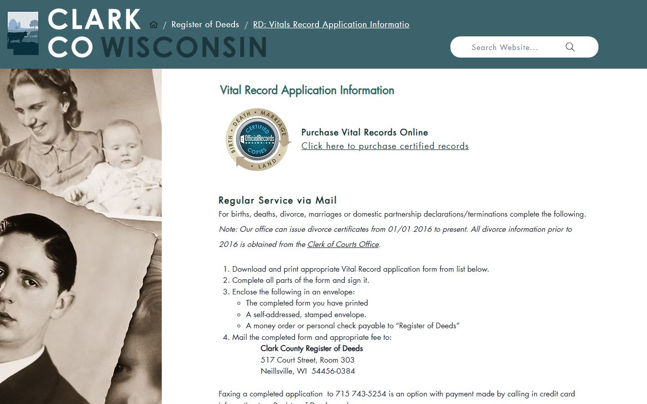 Clark County Birth Records vital record application information