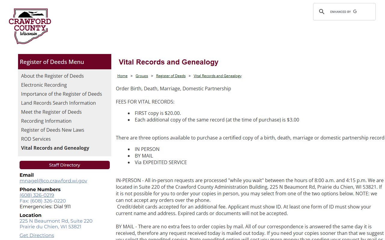 Crawford County Birth Records vital records and genealogy page