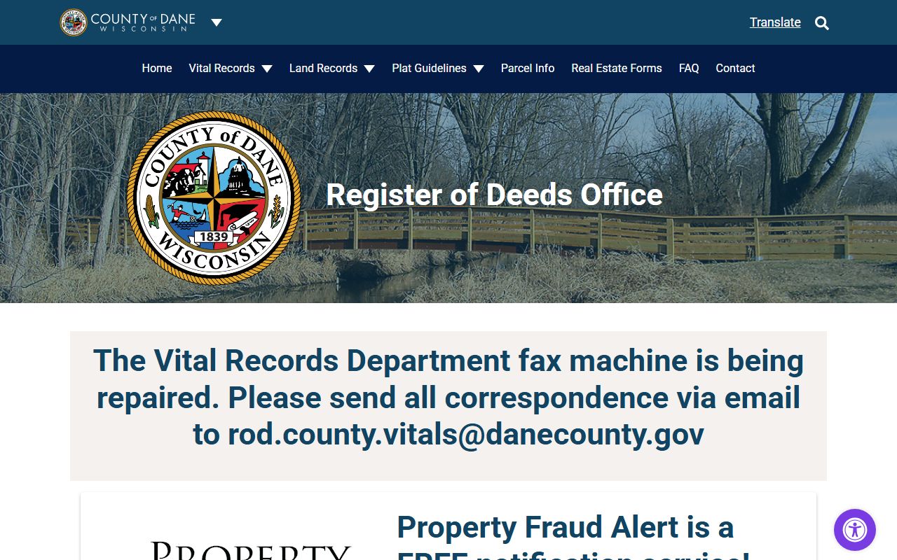 Dane County Birth Records Register of Deeds office