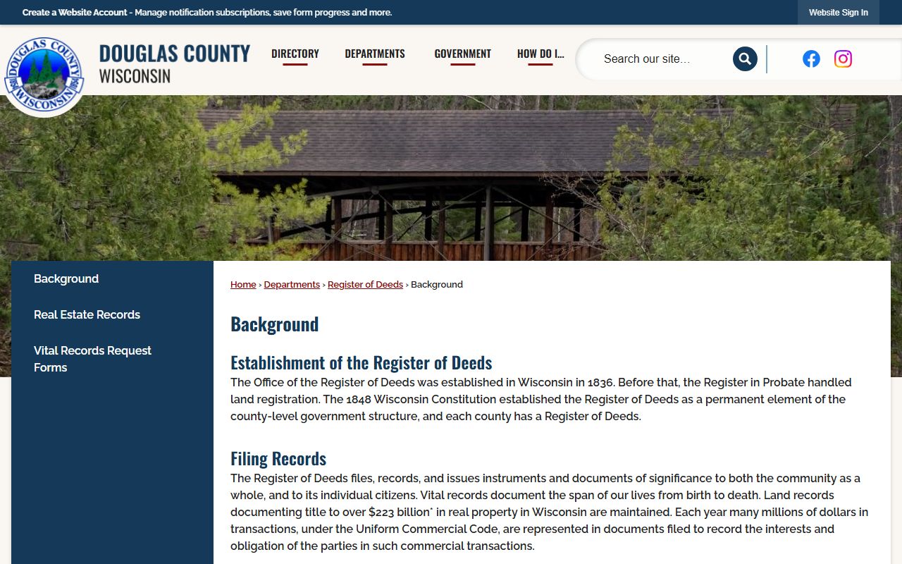 Douglas County Birth Records background information page