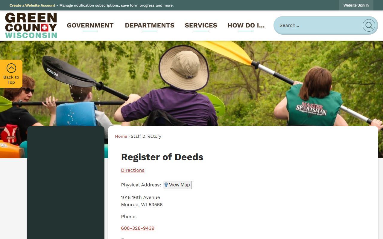 Green County Birth Records Register of Deeds office