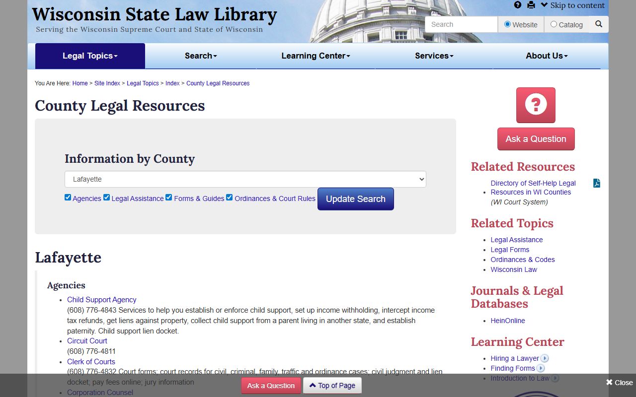 Lafayette County Birth Records Wisconsin State Law Library page