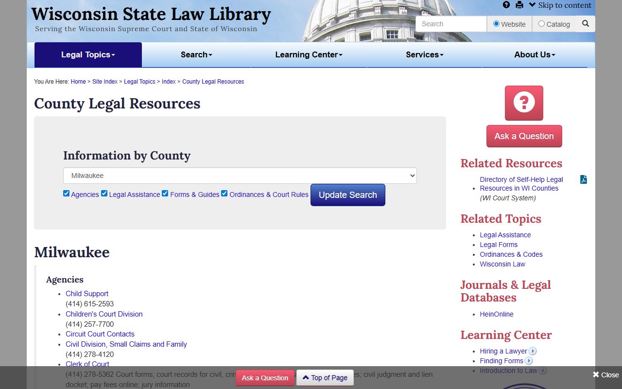Milwaukee County Birth Records Wisconsin State Law Library page