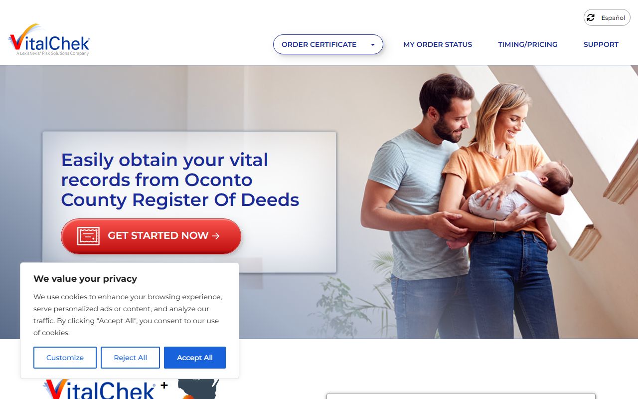 Oconto County Birth Records VitalChek service