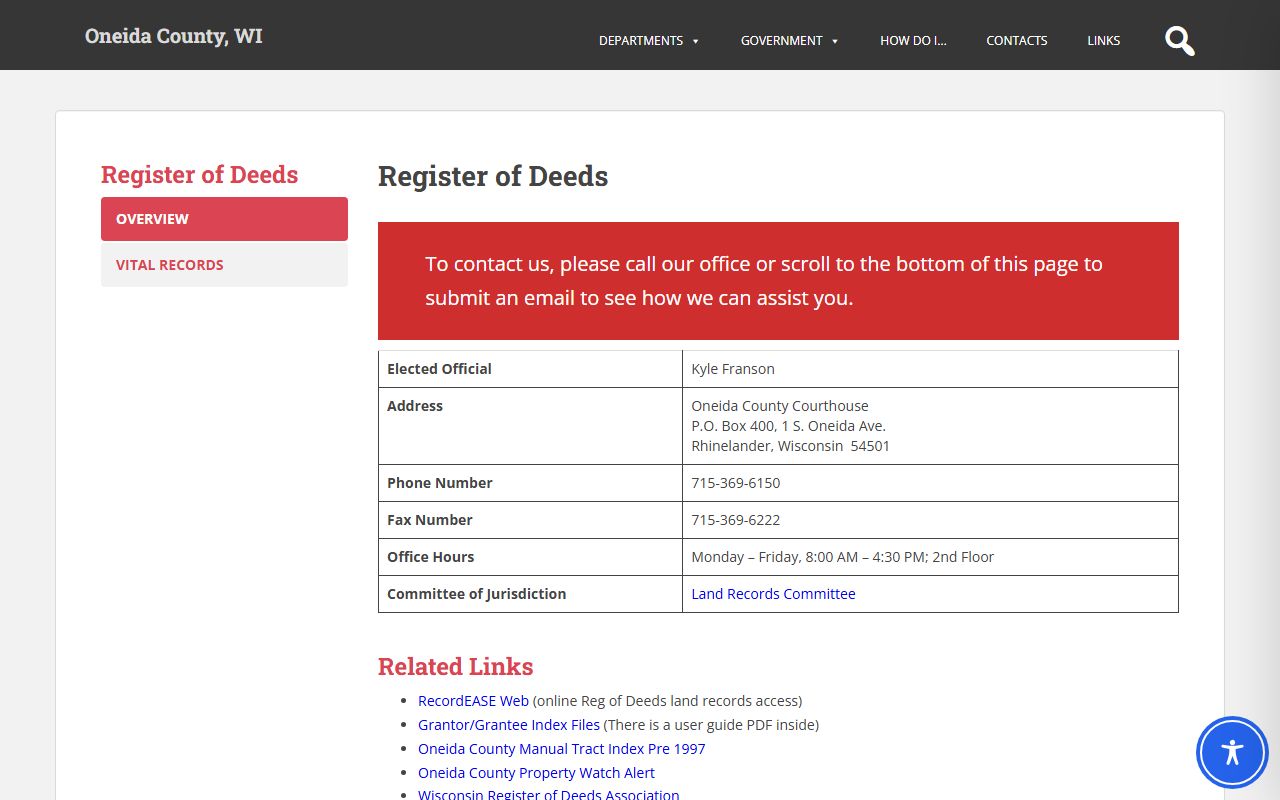 Oneida County Birth Records register of deeds office