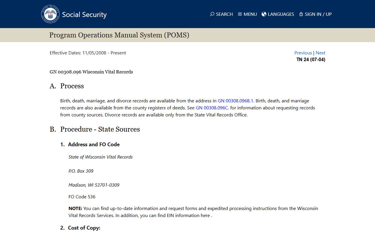 Wisconsin Birth Records Social Security guidance